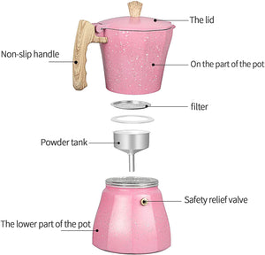 Pink Italian Stovetop Coffee/Expresso/Mocha Maker