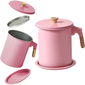 1.4L Pink Stainless Steel Oil Strainer/ Oil Container With Filter