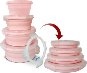Pink Silicone Collapsible Portable Container (4 piece set available)