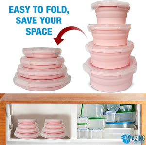 Pink Silicone Collapsible Portable Container (4 piece set available)