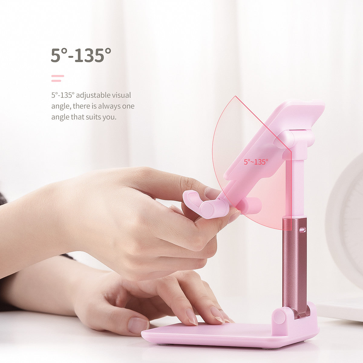 Pink Adjustable Phone Holder With Mirror
