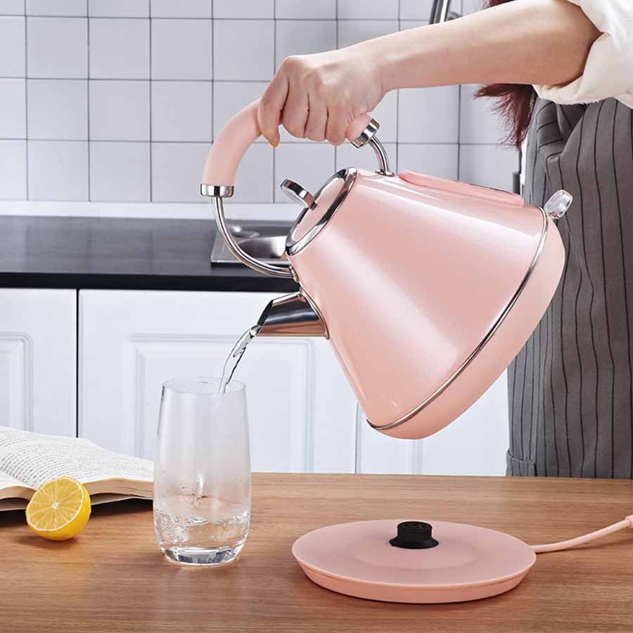 New (Pink)Electric Tea Kettle 2L Fast Heating Water Boiler Stainless Steel