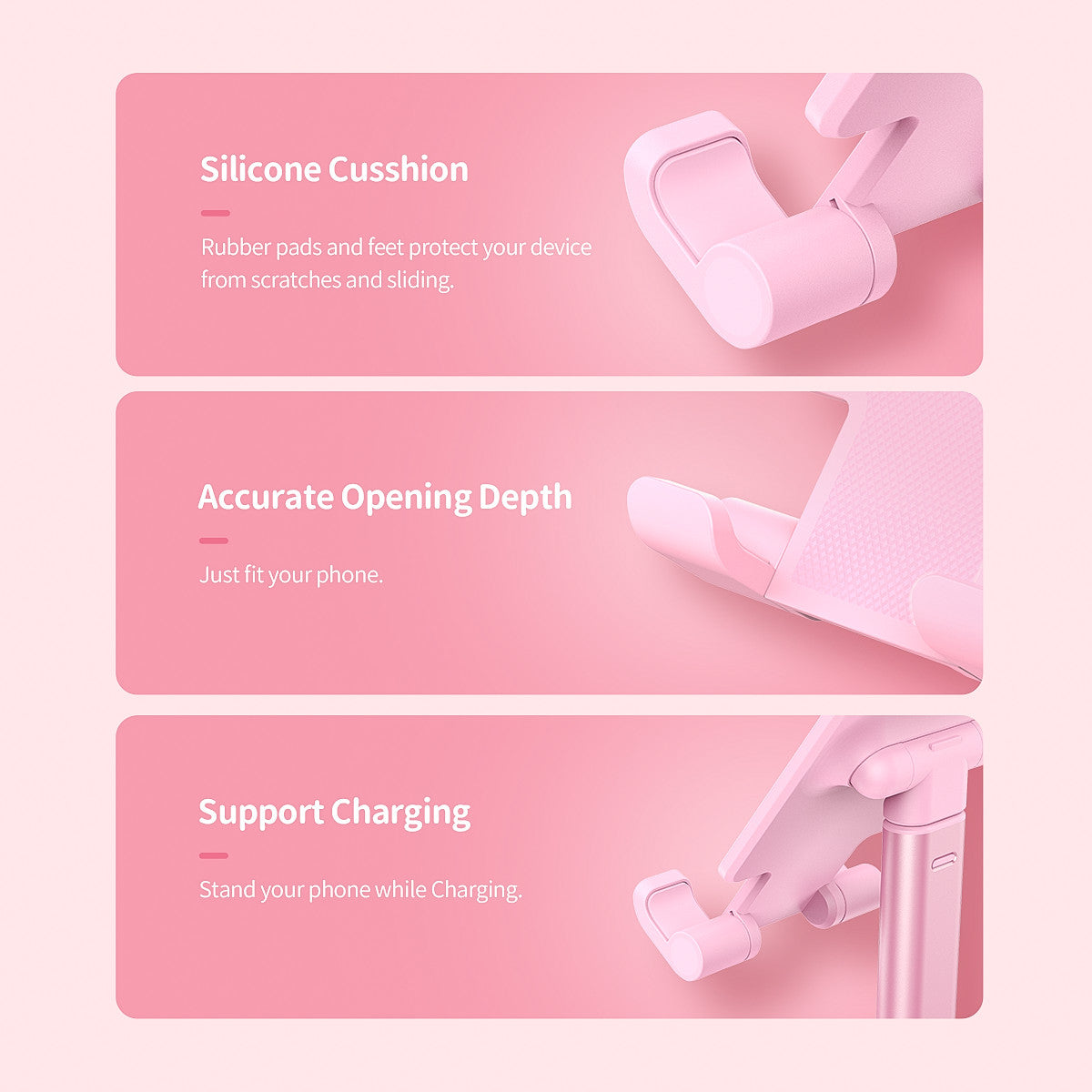 Pink Adjustable Phone Holder With Mirror