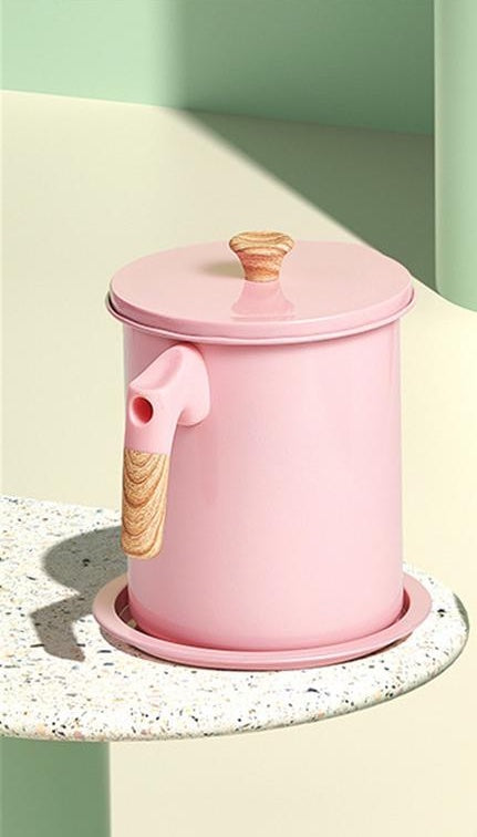 1.4L Pink Stainless Steel Oil Strainer/ Oil Container With Filter