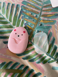 Pink-50 Pcs Portable Disposable Cleaning Soap (Bear)