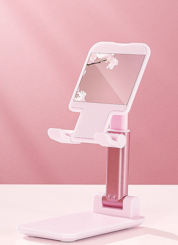 Pink Adjustable Phone Holder With Mirror