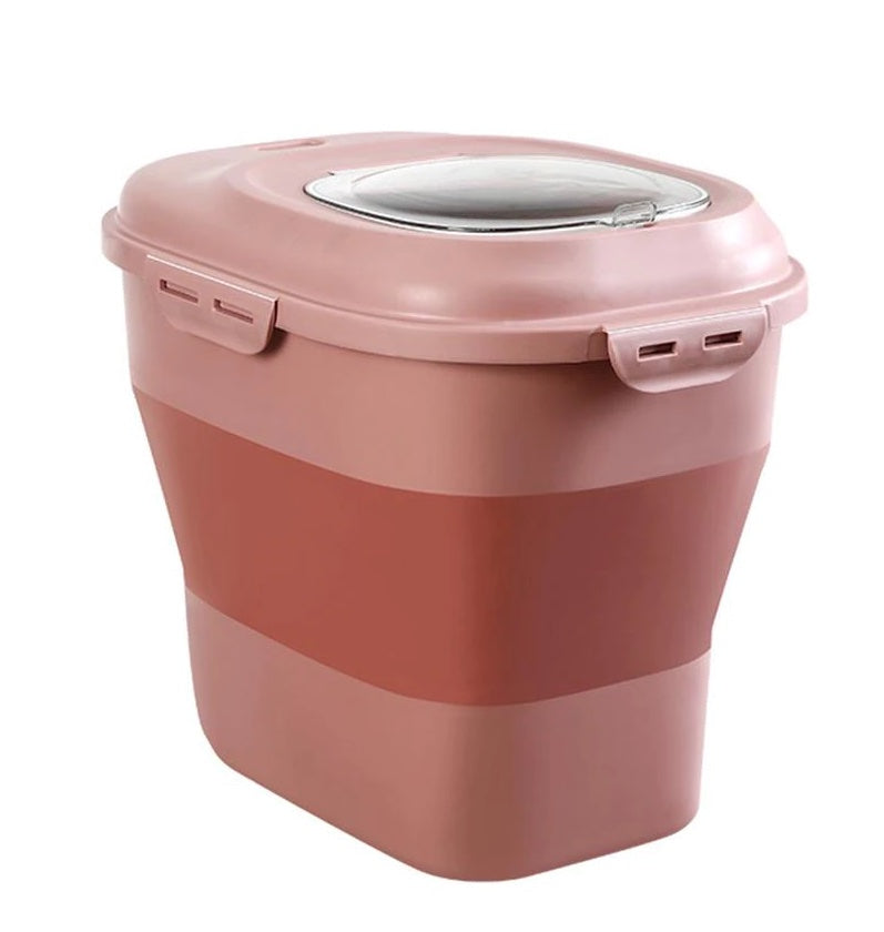 Pink 12.5L Collapsible Moisture Proof Seal Food Storage Container