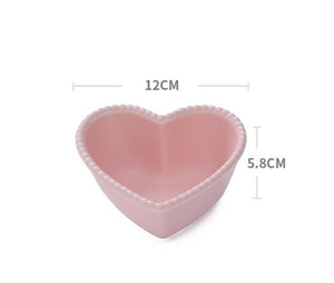 Pink Frosted Ceramic Heart Shaped Bowl or Plate