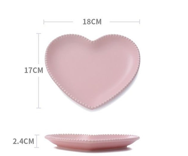 Pink Frosted Ceramic Heart Shaped Bowl or Plate