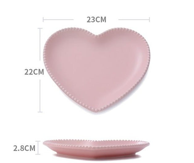 Pink Frosted Ceramic Heart Shaped Bowl or Plate