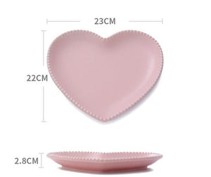 Pink Frosted Ceramic Heart Shaped Bowl or Plate