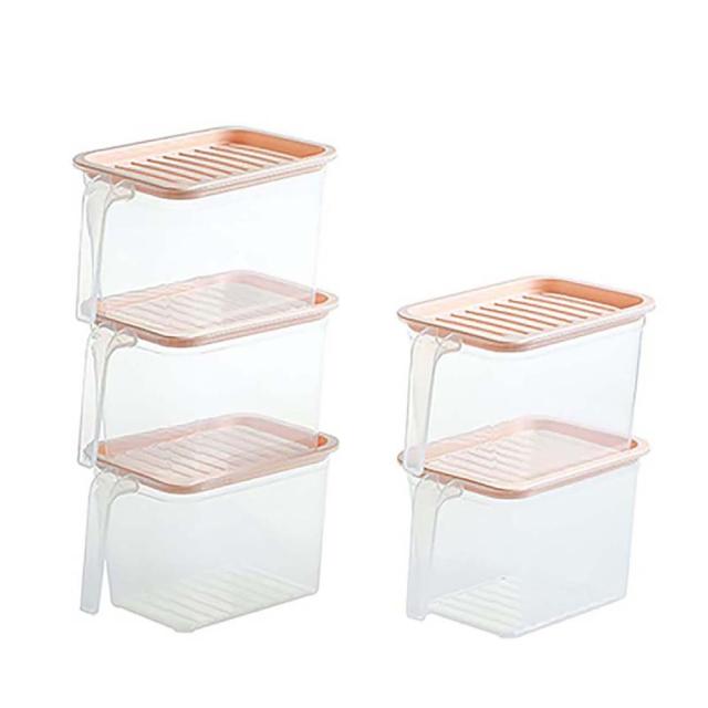 Pink 5 Pcs Set Kitchen Handled Storage Containers with Lids