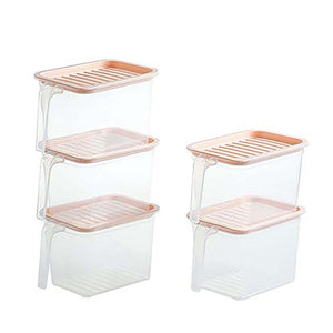 Pink 5 Pcs Set Kitchen Handled Storage Containers with Lids